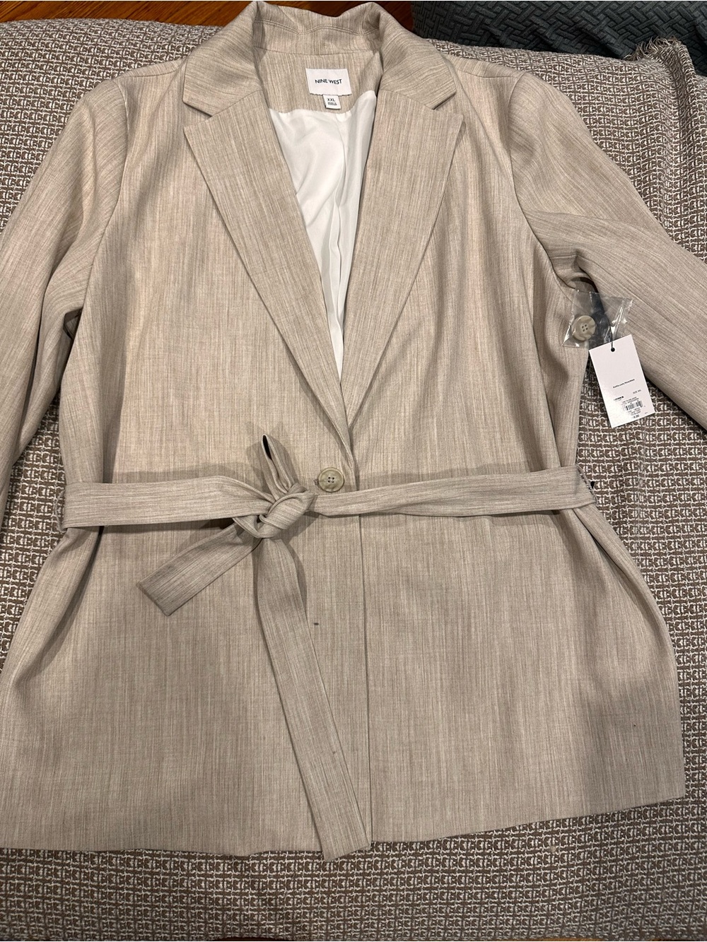 A New Day Women's Belted Blazer Jacket - Light Beige
